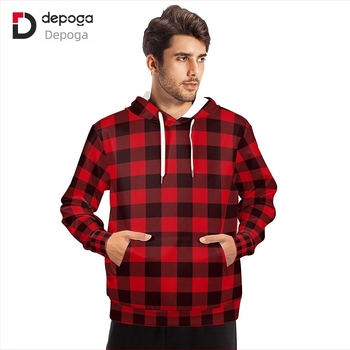 Férfi oversized kapucnis pulóver, 3D-s nyomtatással és rácsos mintával, laza fazon
