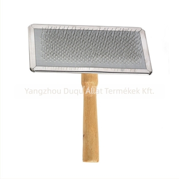 Kutyák számára készült ápoló fésű fa markolattal és rozsdamentes acél fogakkal – kibontja a csomókat és eltávolítja a laza szőrzetet, Duoqu