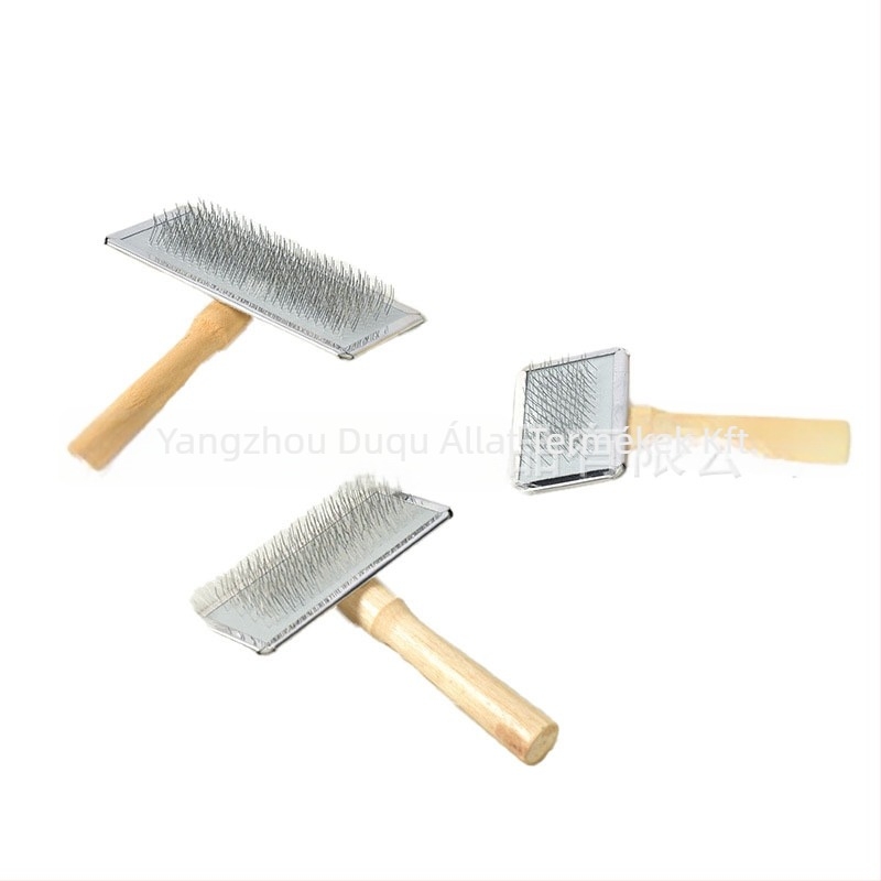 Kutyák számára készült ápoló fésű fa markolattal és rozsdamentes acél fogakkal – kibontja a csomókat és eltávolítja a laza szőrzetet, Duoqu