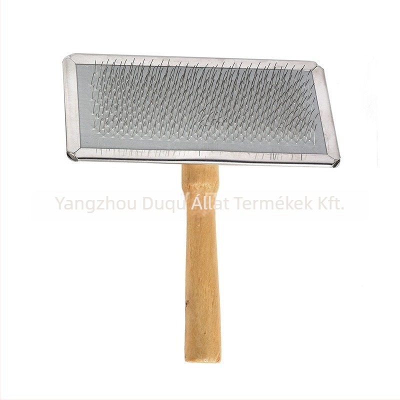 Kutyák számára készült ápoló fésű fa markolattal és rozsdamentes acél fogakkal – kibontja a csomókat és eltávolítja a laza szőrzetet, Duoqu