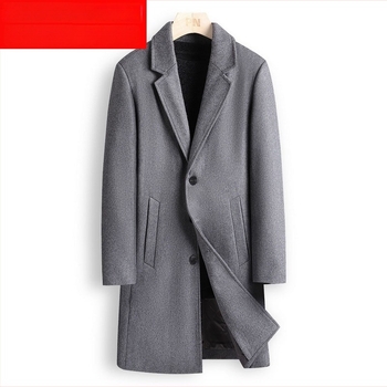 Koreai stílusú gyapjúkabát, álló gallérral, egyrészes gombolás, középhosszú