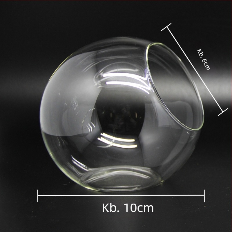 Szukkulenseknek mikro tájkép üveggömbben – gömb alakú tartó, ferde nyílású nyílás, magas boroszilíkat üveg
