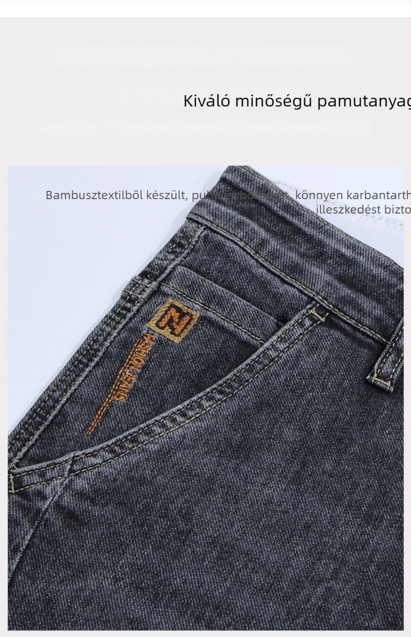 Pamut denim farmer nadrág, egyenes szabás, középmagas derék, cipzáras zárás, 9 pontos hossz, tavaszi mindennapi viselet