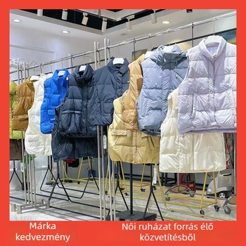 Női pehely mellény kerek nyakúval - 2025 ősz, mindennapi japán-koreai stílus, 95% poliészter, spandex