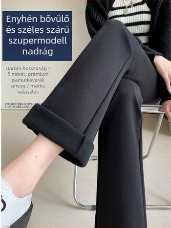 Fleece-bélélt téli modellnadrág, egyenes szabás, enyhén bő szárú, laza sportos fazon, hosszú nők alacsony testmagasságához