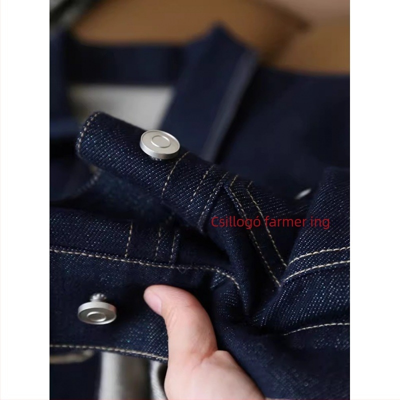 Női rövid denim dzseki POLO gallérral, butik tervezés, lazább szabás, hosszú ujjú, 2024 tavasz