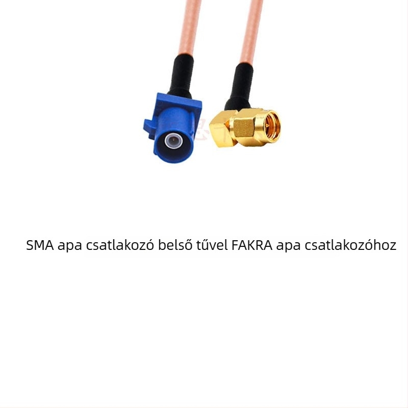 GPS antenna RG316 meghosszabbító kábel, kék, Fakra–SMA átvezető kábel Type-C–SMA, férfi és női csatlakozók