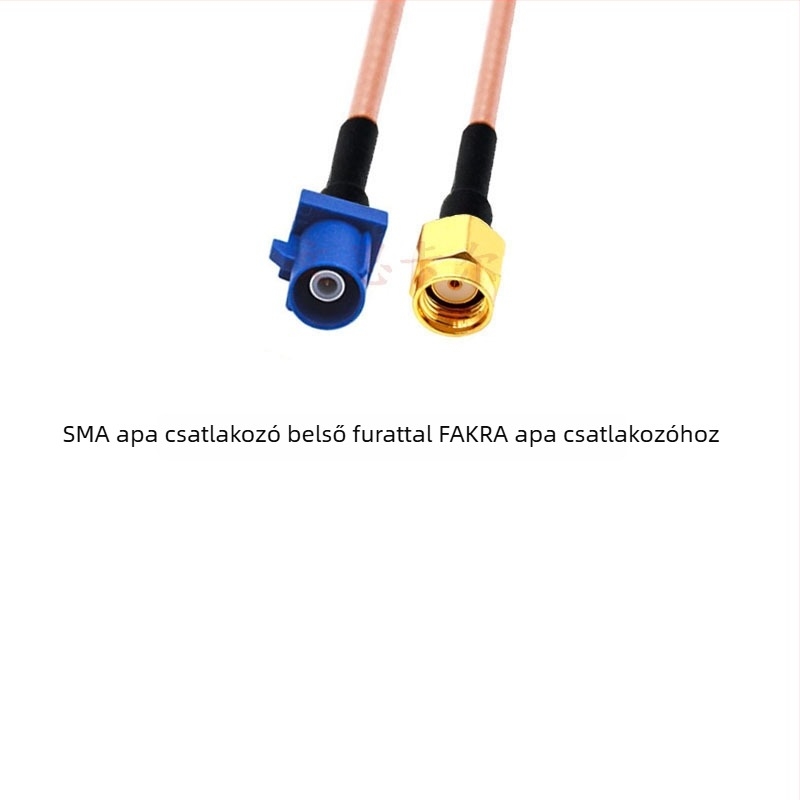 GPS antenna RG316 meghosszabbító kábel, kék, Fakra–SMA átvezető kábel Type-C–SMA, férfi és női csatlakozók