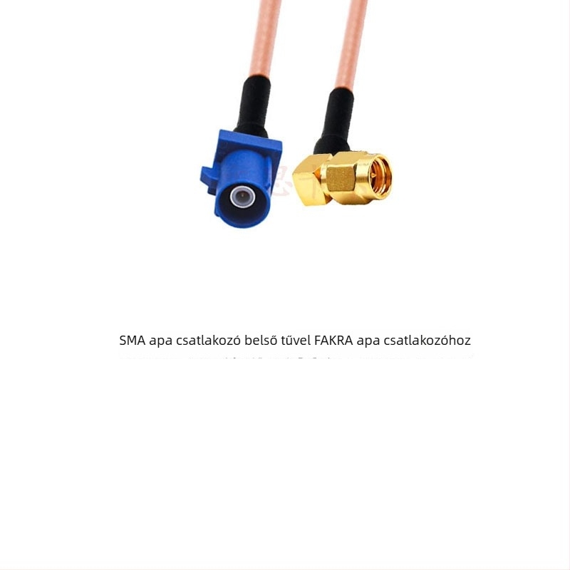 GPS antenna RG316 meghosszabbító kábel, kék, Fakra–SMA átvezető kábel Type-C–SMA, férfi és női csatlakozók