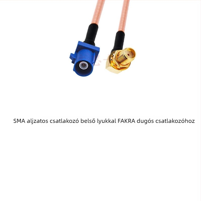 GPS antenna RG316 meghosszabbító kábel, kék, Fakra–SMA átvezető kábel Type-C–SMA, férfi és női csatlakozók