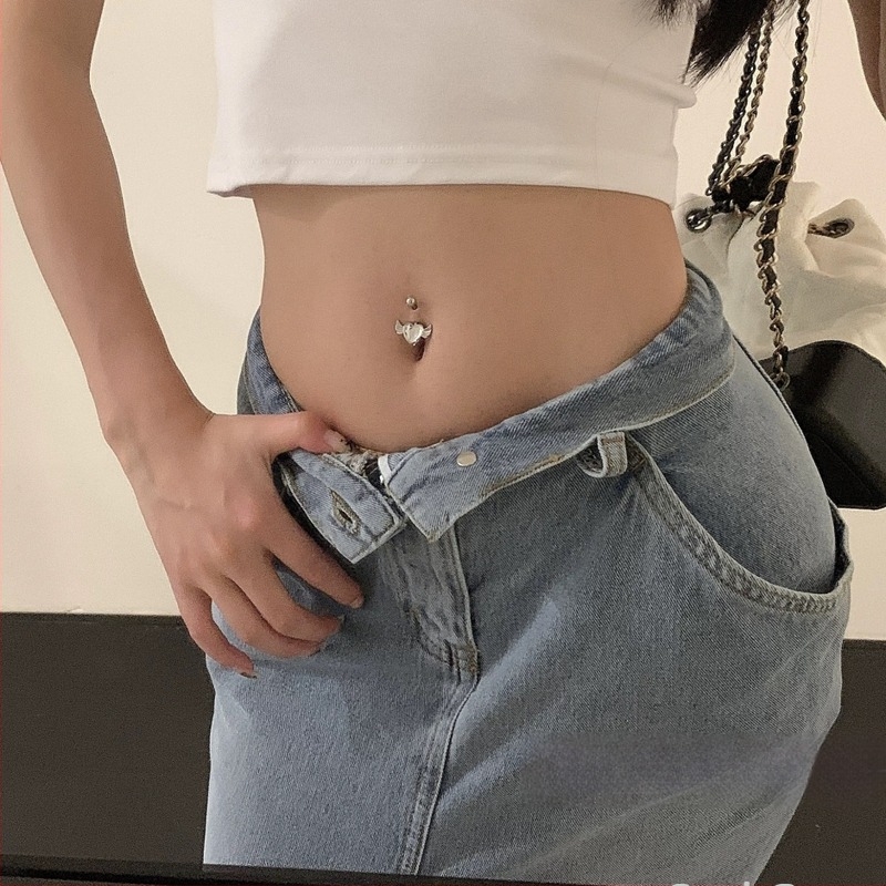 Köldökgyűrű titánacélból, külső menetű, köldök piercing ékszer, kézzel készített
