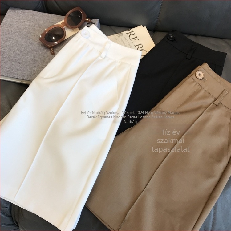 Női középmagas derekú, egyenes szabású nadrág, Spandex-Poliészter keverék, mikroelaszticitás, Hang-dye bevonat