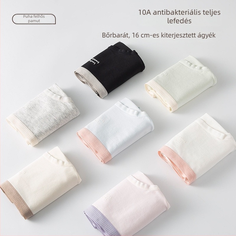 Női pamut középmagasságú alsónemű, egyszínű, 95–100% pamut, antibakteriális és lélegző, pamut bélés a területnél.