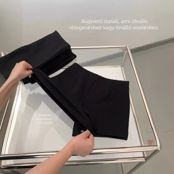 Női pamut egyenes szárú nadrág, magas derék, 3/4 hossz, mindennapi viselet