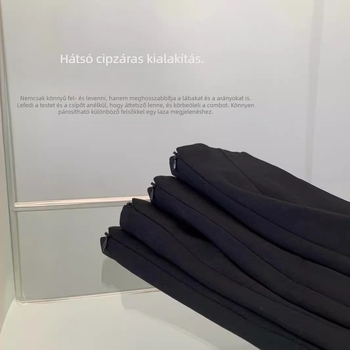 Női pamut egyenes szárú nadrág, magas derék, 3/4 hossz, mindennapi viselet