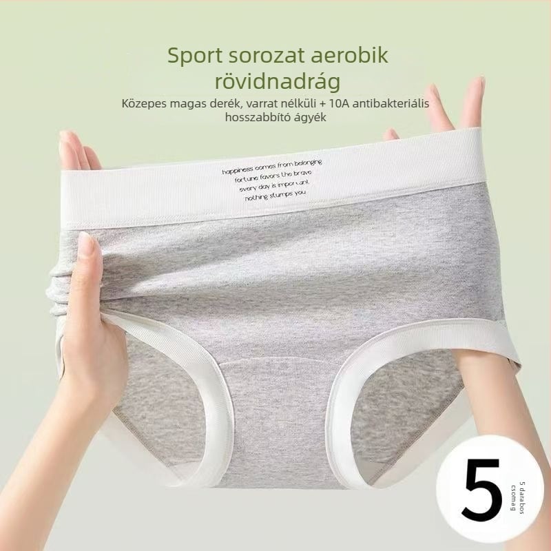 Női pamut boxerbrief — antibakteriális, lélegző, középmagas derék, kötött