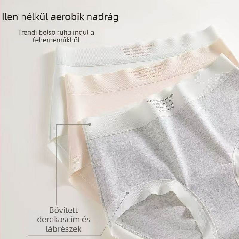 Női pamut boxerbrief — antibakteriális, lélegző, középmagas derék, kötött