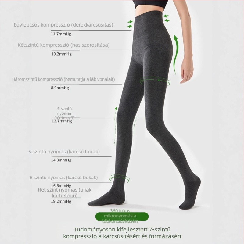 Női pamut alapú harisnya, magas derekú, formázó hatás, vastag fleece bélés, hosszabb verzió