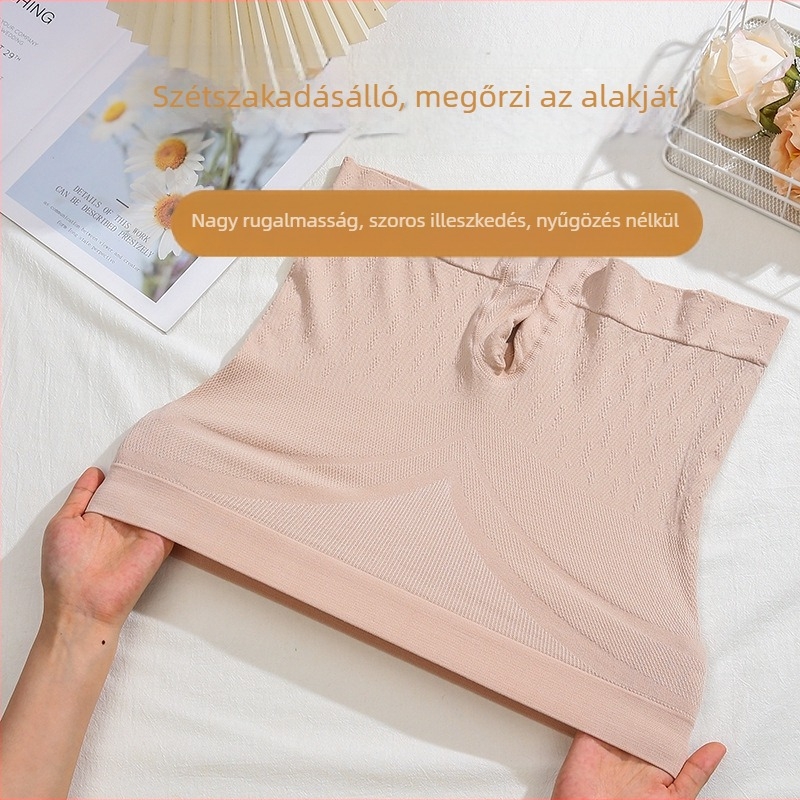 Női varrás nélküli biztonsági rövidnadrág, magas derék, hasformázó, fenéket megemelő, pamut Jacquard anyag