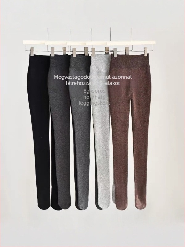 Női harisnyanadrág fleece béléssel, lábszár-kompreszió, tavasszal-őszi, vastag, 9/10 hossz