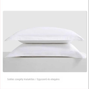 Pamut selyem satin párnahuzat, fehér, hímzett felirattal, levehető és mosógépben mosható, modern Minimalista stílus