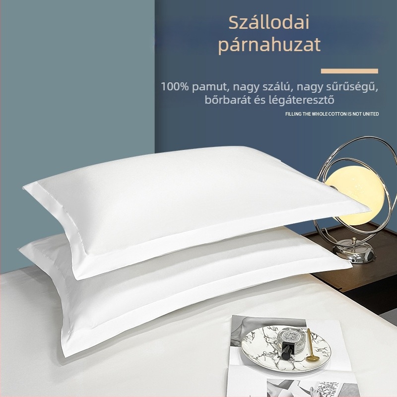 Pamut szatén párnahuzat, 60s/80s fonás, fehér, hotelminőség