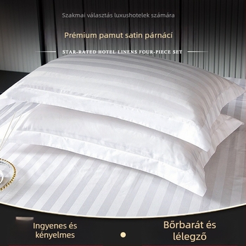 Szatén hotel ágynemű négy részes készlet: paplanhuzat, lepedők és párnahuzatok, modern minimalist stílus, reaktív nyomtatás és festés
