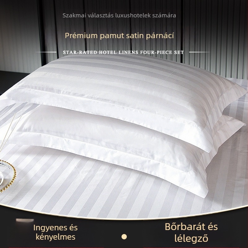 Szatén hotel ágynemű négy részes készlet: paplanhuzat, lepedők és párnahuzatok, modern minimalist stílus, reaktív nyomtatás és festés