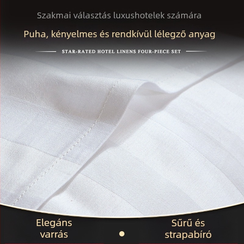 Szatén hotel ágynemű négy részes készlet: paplanhuzat, lepedők és párnahuzatok, modern minimalist stílus, reaktív nyomtatás és festés