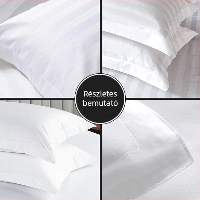Szatén hotel ágynemű négy részes készlet: paplanhuzat, lepedők és párnahuzatok, modern minimalist stílus, reaktív nyomtatás és festés
