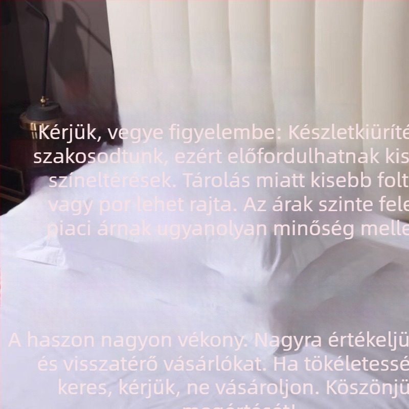 10 db 100% pamut párnahuzat, fehér szatén szövésű, szállodák és panziók számára, 60-count, vastagított