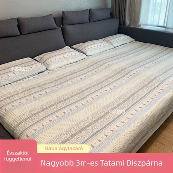 Tatami ágyneműkészlet, három darab, puha, csúszásmentes, 100% pamut, vastag anyagú, csíkos twill, reaktív festés