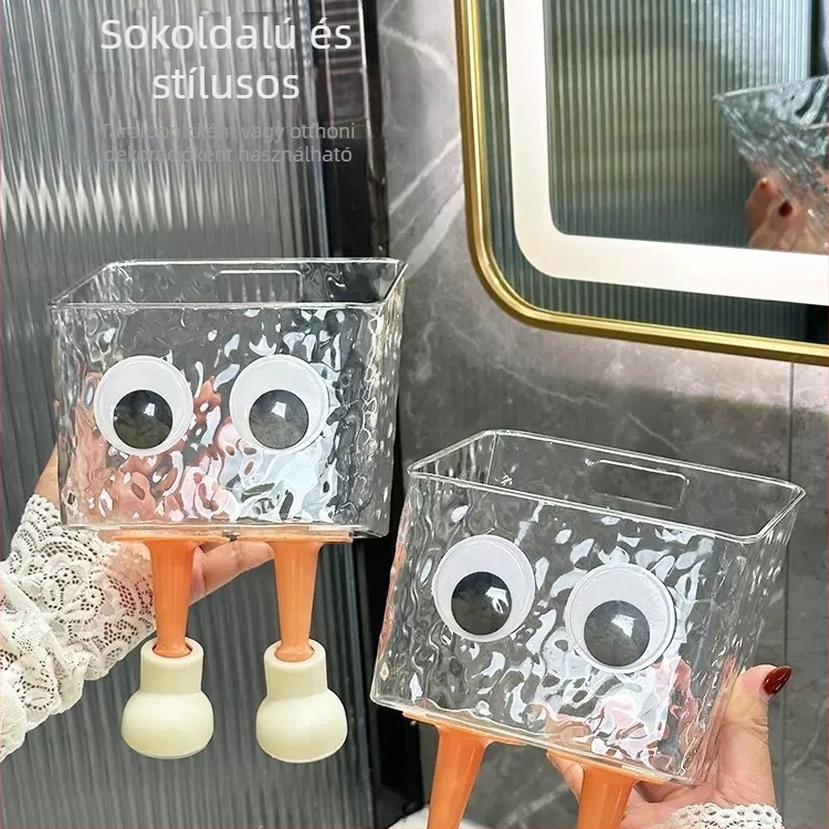 Falihoz szerelt arctörölközőtartó doboz PET műanyagból, lecsepegő rekesszel, anime mintával, 200 g