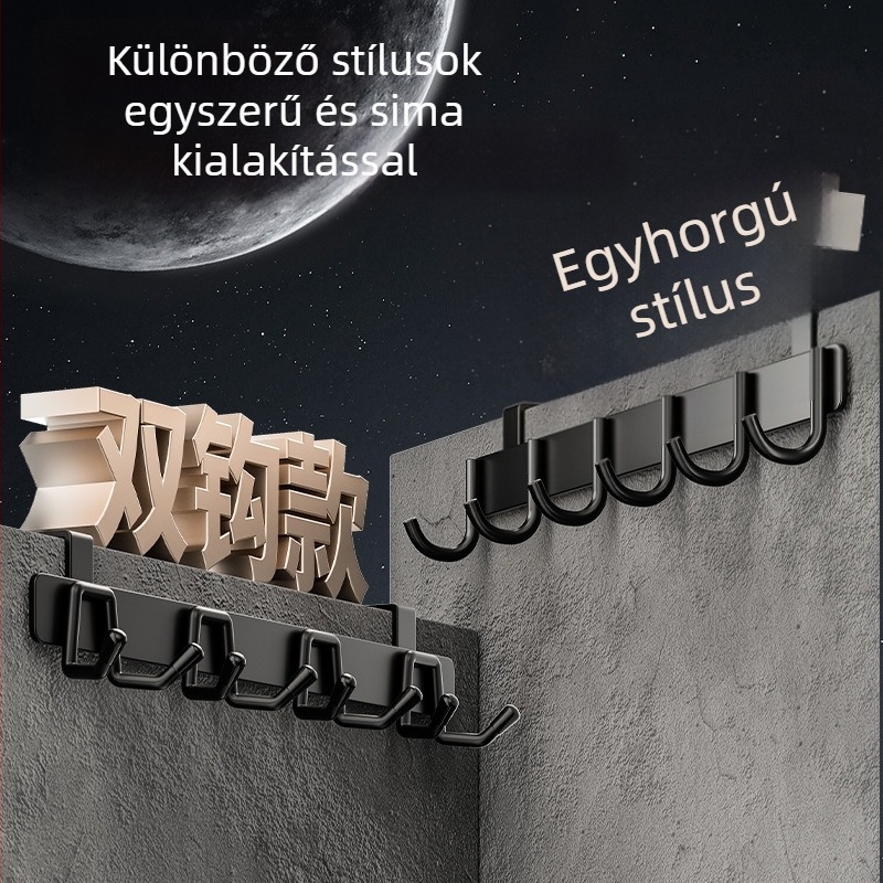 Rozsdamentes acélból készült konyhai ajtó mögötti kampó, fúrás nélkül, edények és eszközök tartója (kanalak és spatulák)