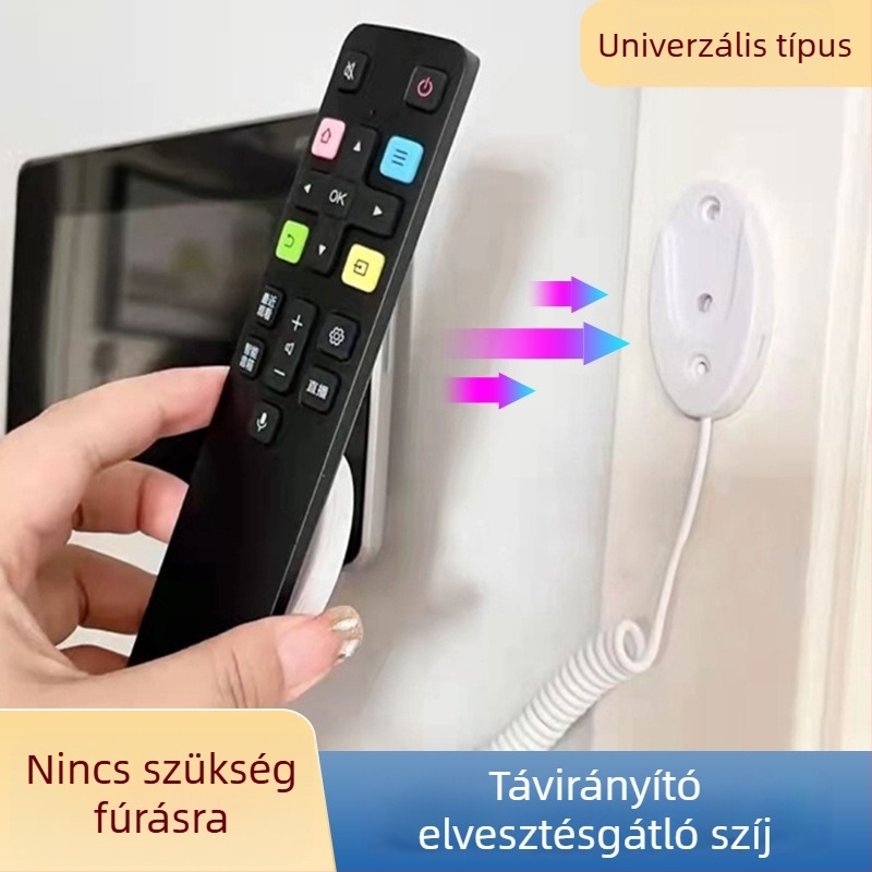 Fali mágneses távirányító tartó TV-hez és klímához, zsinórral az elvesztés ellen