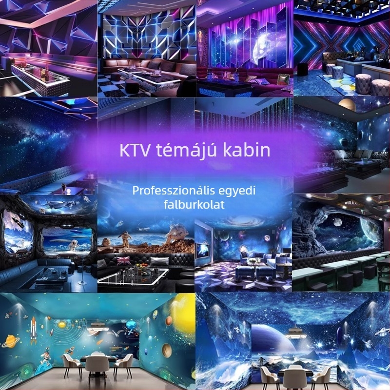 3D KTV témájú faltextil – csillagos ég tapéta, szennyeződésálló, szintetikus szálak, 3 réteg
