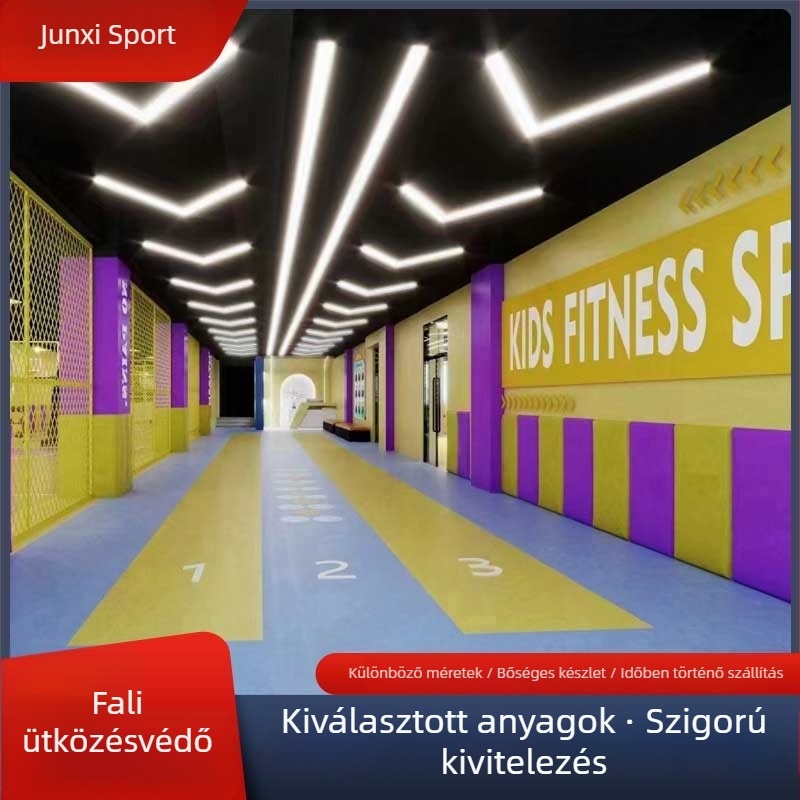 Sportcsarnok falvédő - textil puha párna, modern letisztult stílus, geometriai absztrakt, testreszabható feldolgozás, kereskedelmi helyiségekhez