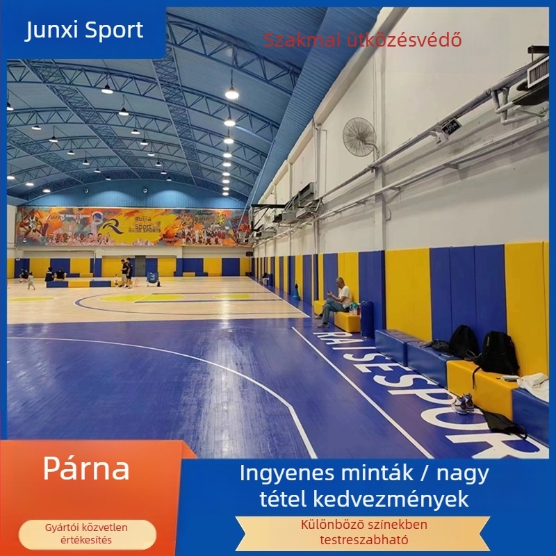Sportcsarnok falvédő - textil puha párna, modern letisztult stílus, geometriai absztrakt, testreszabható feldolgozás, kereskedelmi helyiségekhez