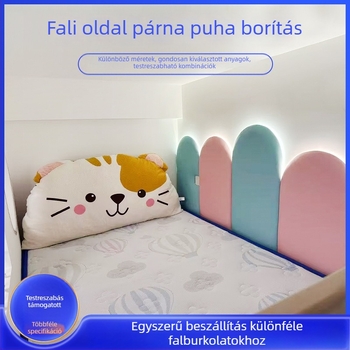 Ágy melletti puha falpanel LED-sáv csatornával – Modern minimalista dizájn, bőr + hab mag