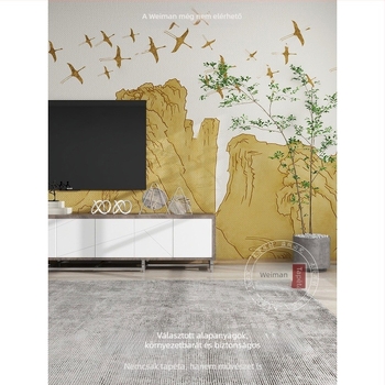 Fali tapéta - Új kínai stílus, selyem anyag, szennyeződés elleni védelem - Orange art mural (Márka: Orange art mural; Anyag: Selyem; Funkció: Szennyeződés elleni védelem; Stílus: Új kínai stílus)