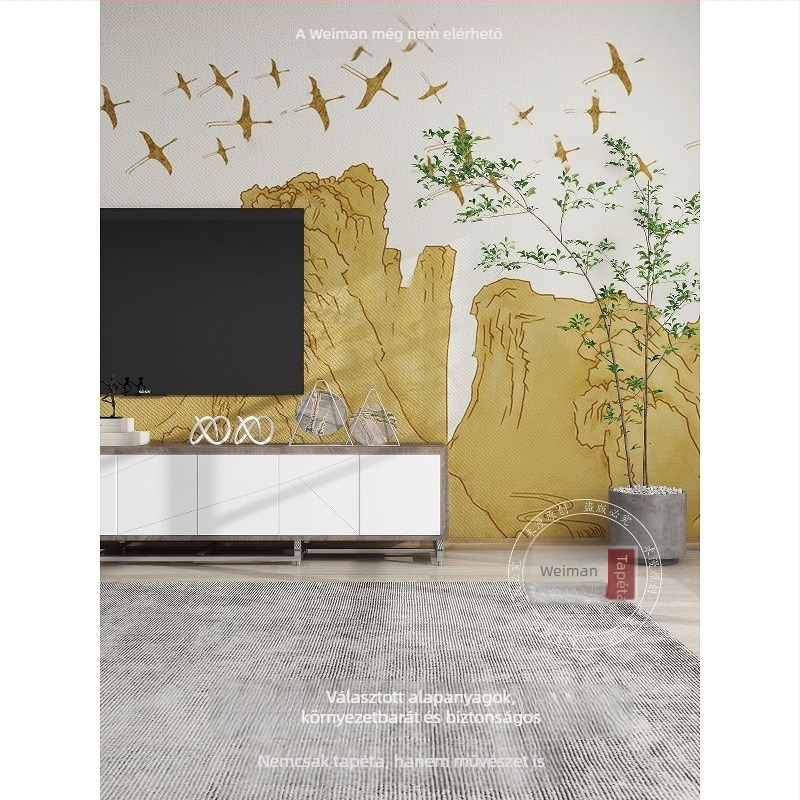 Fali tapéta - Új kínai stílus, selyem anyag, szennyeződés elleni védelem - Orange art mural (Márka: Orange art mural; Anyag: Selyem; Funkció: Szennyeződés elleni védelem; Stílus: Új kínai stílus)