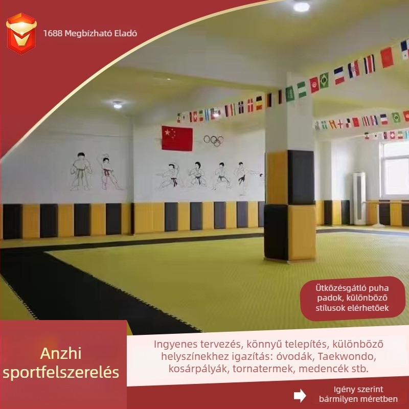 Sportcsarnok falvédő puha párnázat — testreszabható, modern egyszerű stílus, egyszínű minta, anyag: műbőr, testreszabás: igen; alkalmas kosárlabda pályákhoz, tollaslabda- és edzőfalakhoz