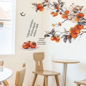 PVC vízálló falmatrica – kínai stílusú tusfestmény növény motívummal – 1 darab – nappali, hálószoba, dolgozószoba, étterem, konyha, fürdőszoba, előszoba – modern egyszerű dizájn, sík falmatrica