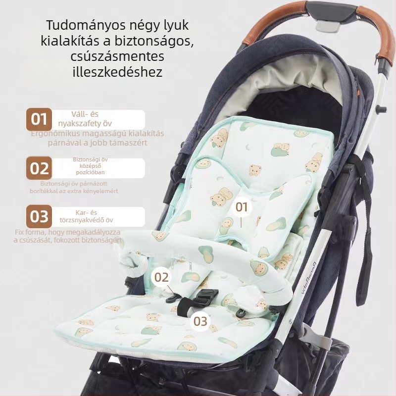 Nan baby Babakocsi ülésre szőtt párna — pamut + selyemszál + jég-selyem, lélegző hűtő párna, 0–1 éves korig, testreszabható feldolgozás