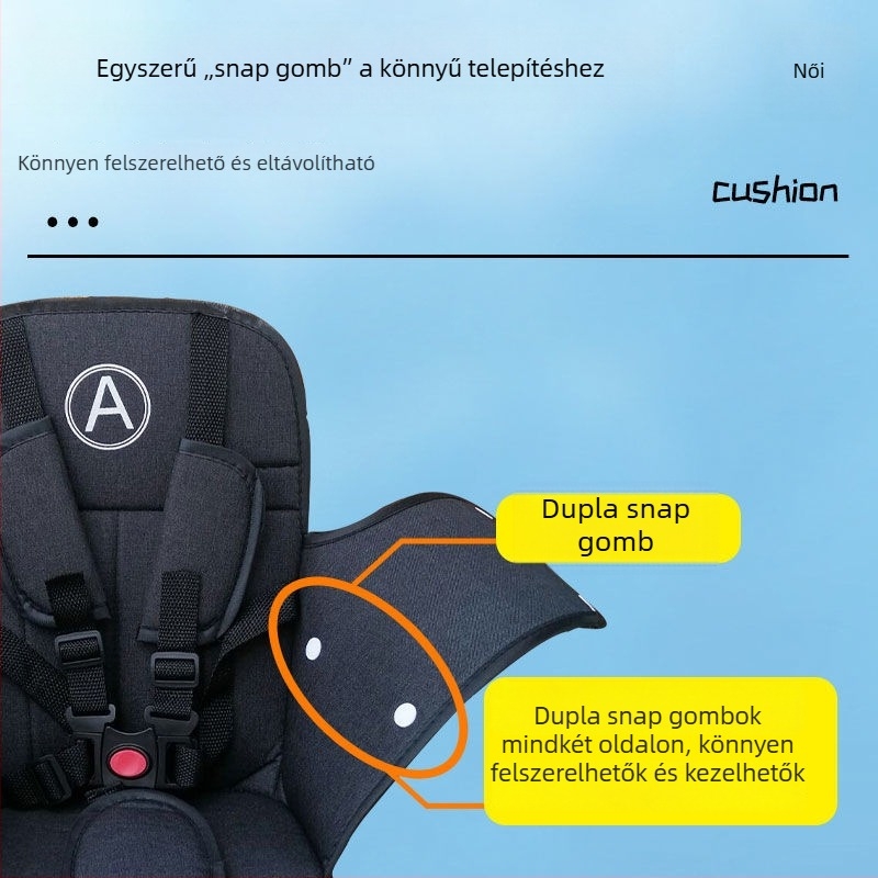 Beiyi gyerek roller ülés hátsó támlával, öt pontos biztonsági öv és párna kiegészítő
