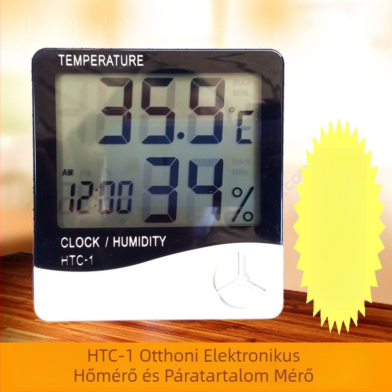 HTC-1 Huou Beltéri digitális higrométer és hőmérséklet ébresztővel, páratartalom ±1% RH, ±1°C