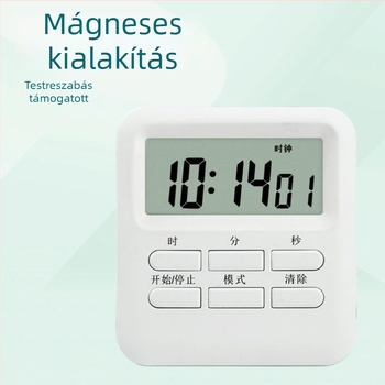 Tanuláshoz mágneses vizuális időzítő — ébresztőóra, kronométer, konyhai időzítő — LCD kijelző, négyszögletes kialakítás, elemről működő