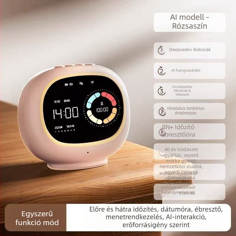 Személyre szabott Yunfeng intelligens hangos ébresztőóra gyerekeknek — tanulási időmérő, vizuális időmenedzser a diákok önfegyelméhez ( Elektronikus mechanizmus, LCD kijelző, kerek műanyag tokozás, akkumulátorral működik)