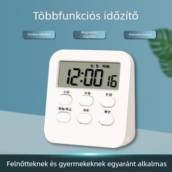 Gyerekeknek és diákoknak szóló kettős használatú ébresztőóra és konyhai időzítő, LCD-kijelzővel, visszaszámláló funkcióval, 288-as alapmodell