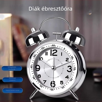 Asztali óra Mitsue mechanikus mozgással, elemmel működtethető, LED- és analóg kijelző, temperált üvegű számlap